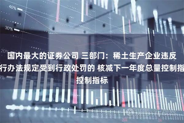 国内最大的证券公司 三部门：稀土生产企业违反暂行办法规定受到行政处罚的 核减下一年度总量控制指标